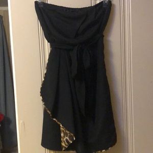 Express strapless black & leopard print dress